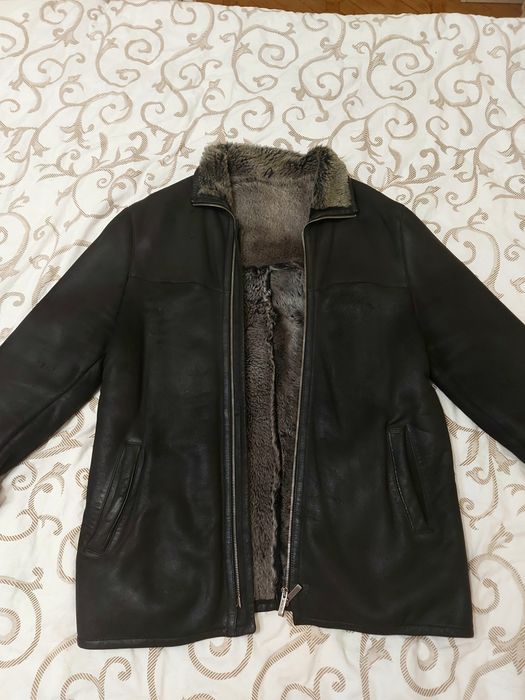 Дубленка натуральная мужская. Кожанная. Размер 50