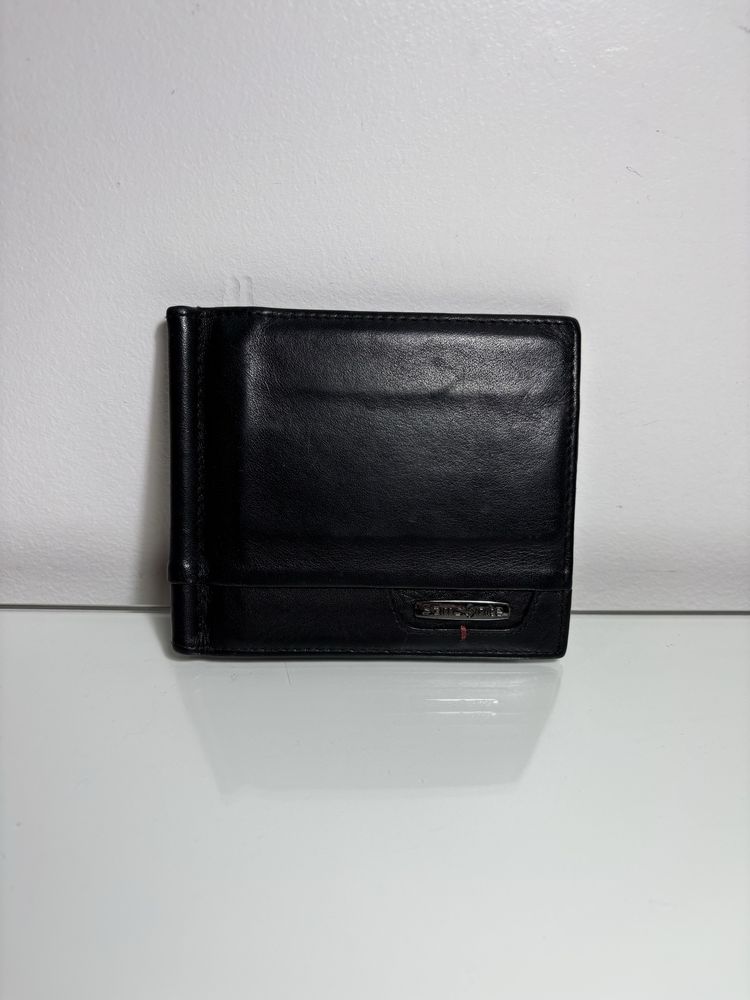 Carteira preta de pele Samsonite