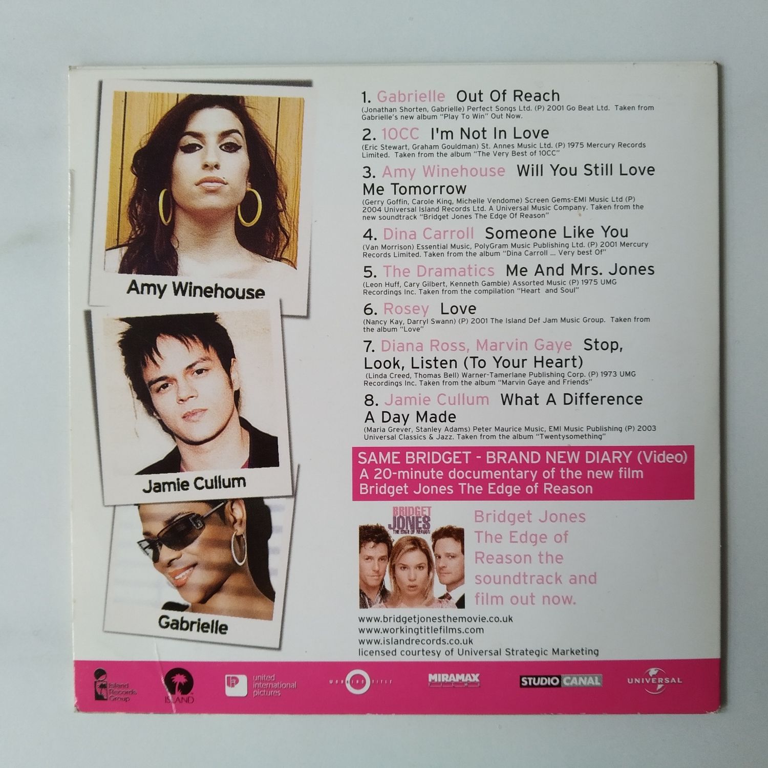 Bridget Jones special edition CD plus film feature  m.in Amy Winehouse
