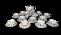 Porcelanowy serwis do kawy art deco Czechosłowacja Bohemia