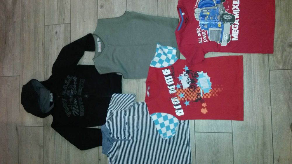 Ubrania dla chłopca, bluza, bezrękawnik, 3 bluzki roz. 116