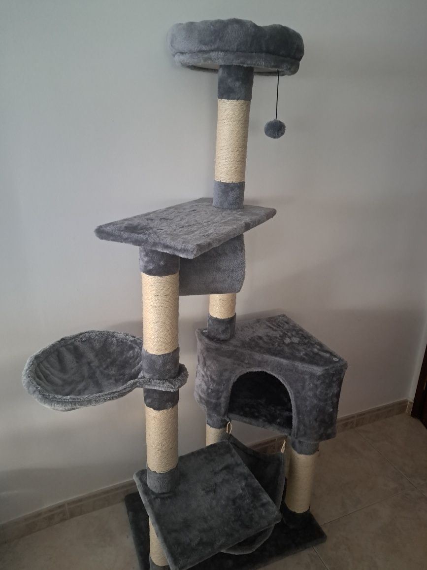 Arranhador gatos 154 cm de altura com camas rede árvore sisal - NOVO