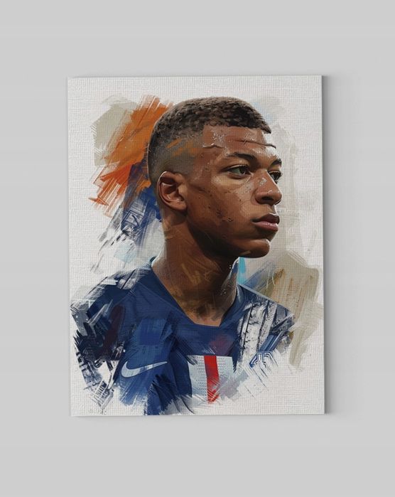 Nowoczesny Portret Kylian Mbappé na Płótnie 60x80 cm