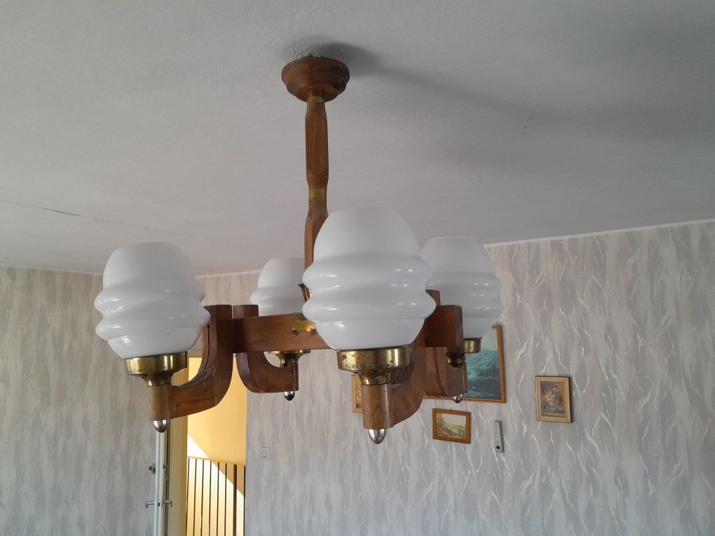 Lampa sufitowa drewno  PRL