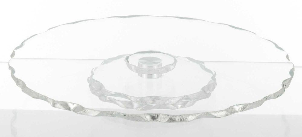 Patera taca szklana obrotowa srebrna 33 cm glamour
