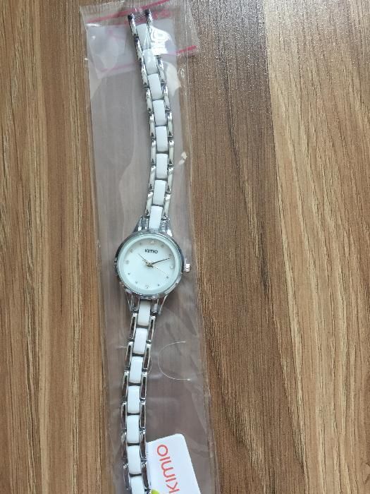 Nowy zegarek biały elegancki na bransolecie KIMIO tarcza 2,5cm