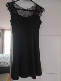 Mała czarna,krótka sukienka, dekolt koronka S