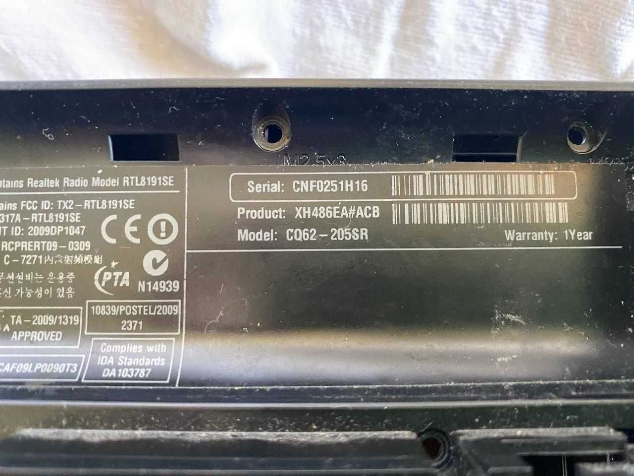 Ноутбук HP CQ62-205SR Intel DAAX3MB16A1