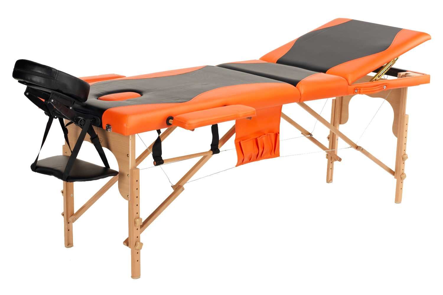 Stół, łóżko do masażu 3-segmentowe drewniane dwukolorowe