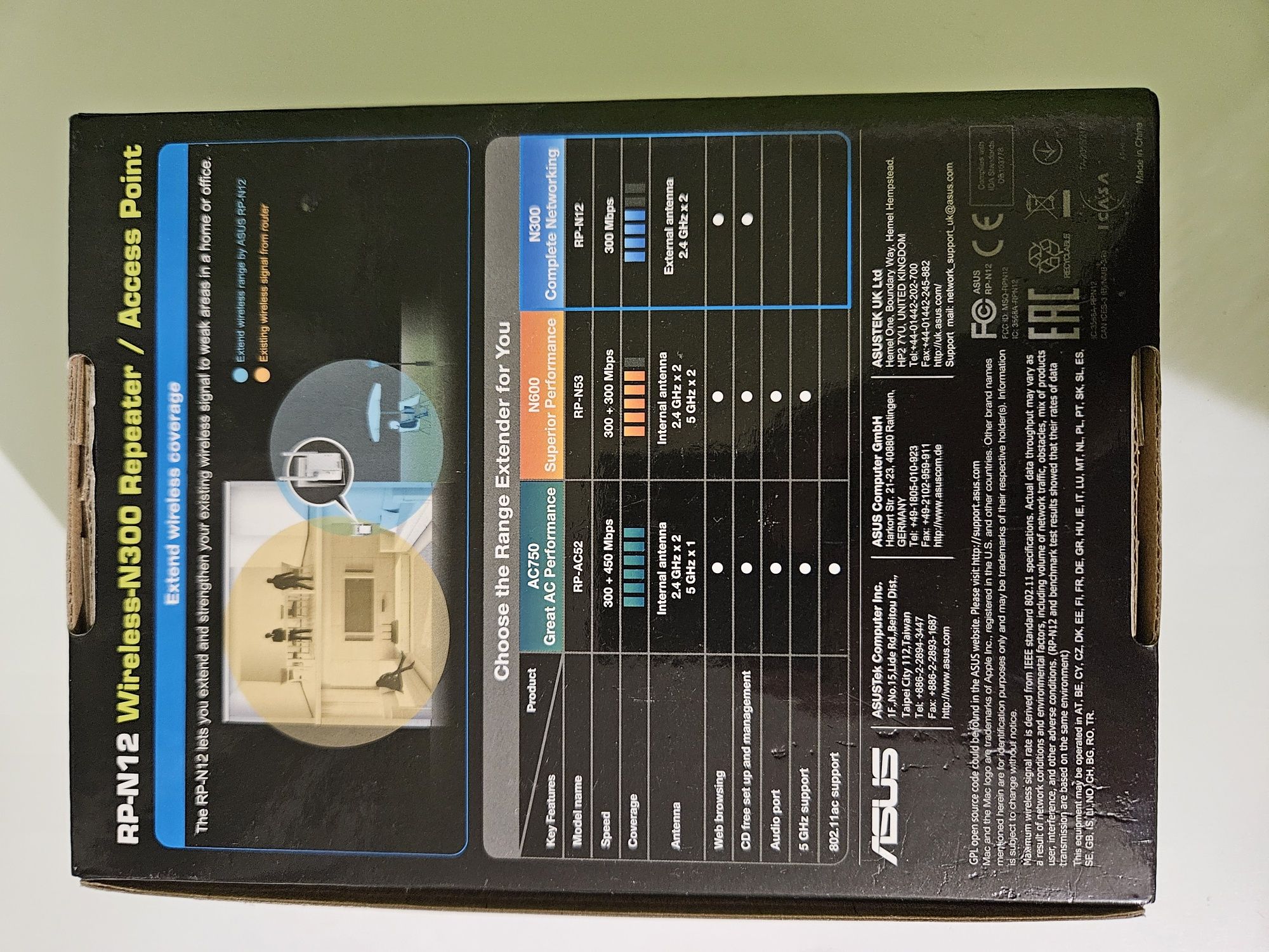 Wzmacniacz WiFi ASUS RP-N12 Wireless-N300