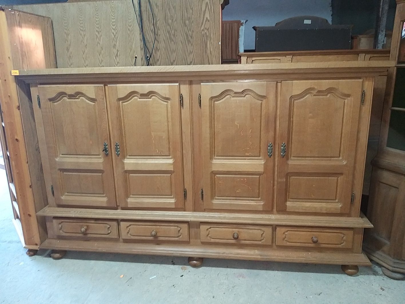 Komoda dębowa wysoka dł. 245 cm wys. 147 cm gł. 55 cm  stan bdb