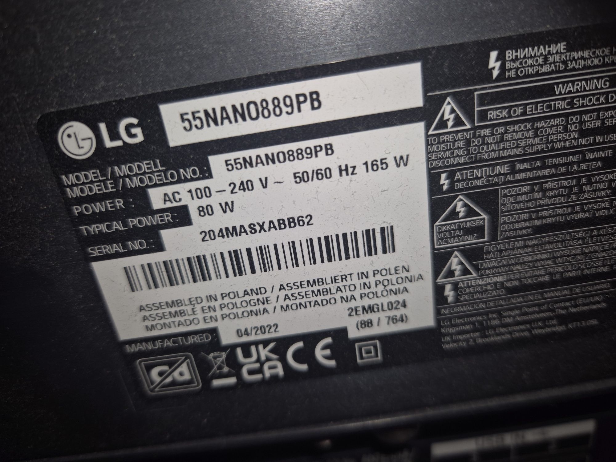Podstawa stopka do telewizora LG 55NANO889PB 55 nowa oryginalna