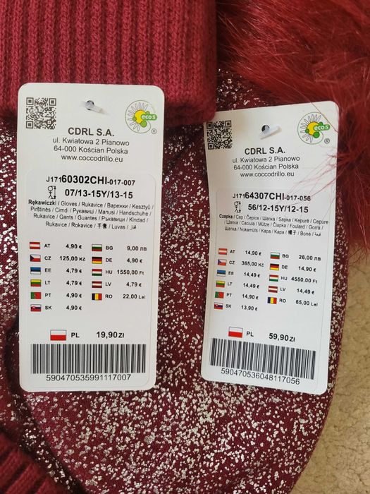 Nowy zestaw czapki, komplet zimowy dla dziewczynki roz. 56 Coccodrillo