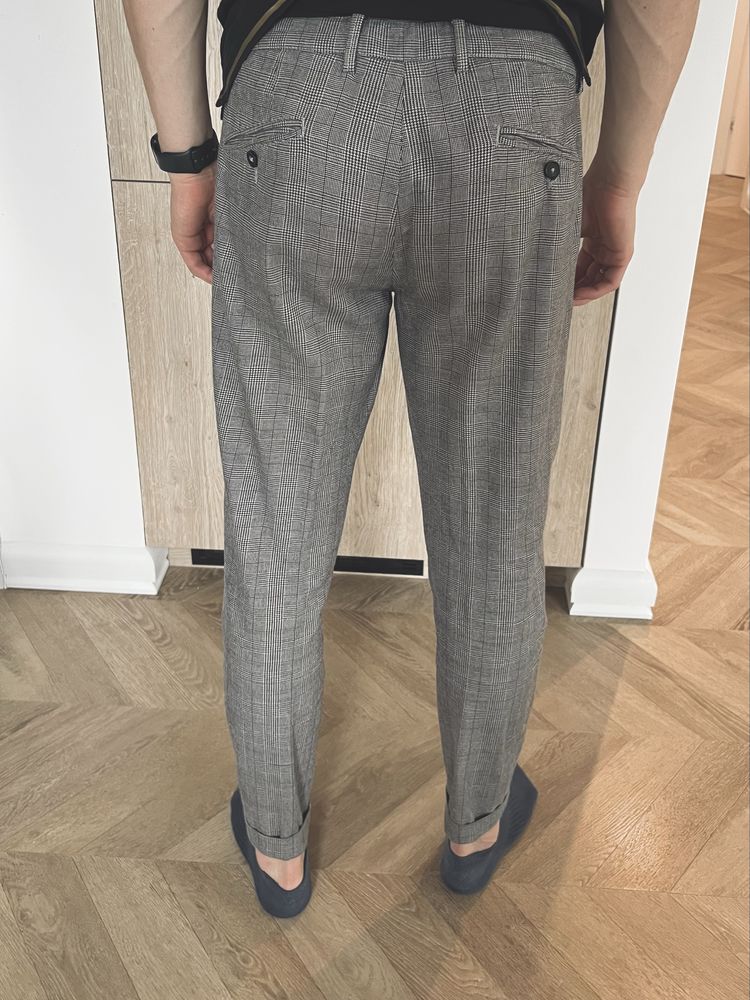 Spodnie Vistula szara krata M/L – eleganckie, wygodne, włoski styl