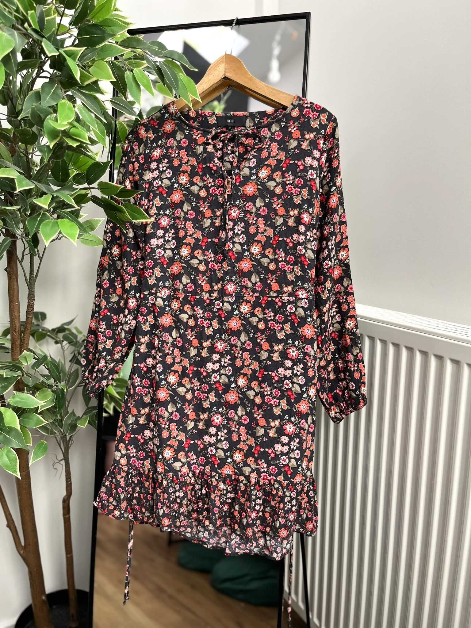 Next 10 38 M sukienka midi zwiewna wiskoza kwiaty boho old money