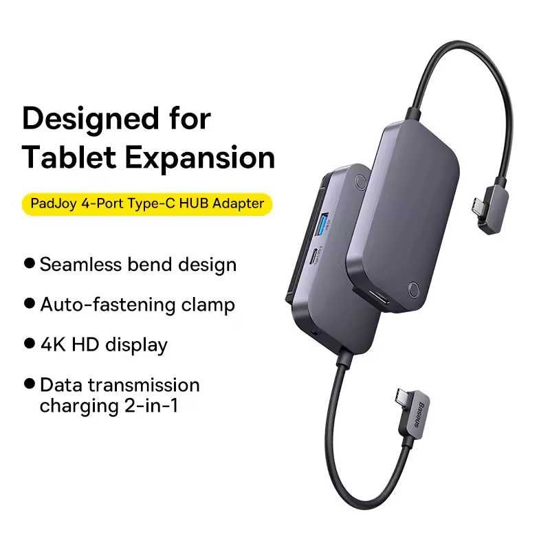 USB-хаб Baseus Type-C HUB PadJoy 4-в-1 | 4K HDMI + USB + зарядка Серый