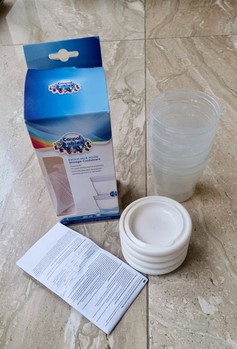 Canpol Babies, pojemniki do przechowywania mleka i pokarmu, 180 ml x 4