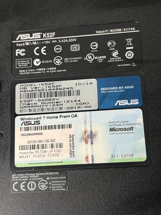 Ноутбук ASUS K52F , Асус на запчастини