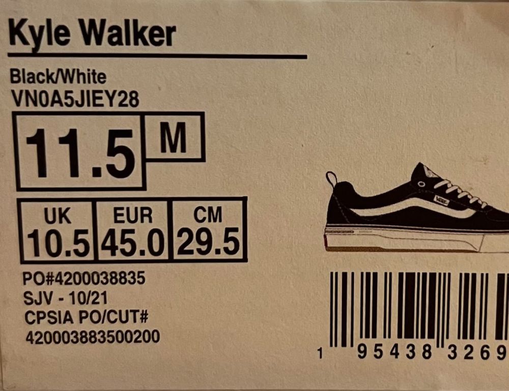Продам кеди vans Kyle Walker 45/29,5см
