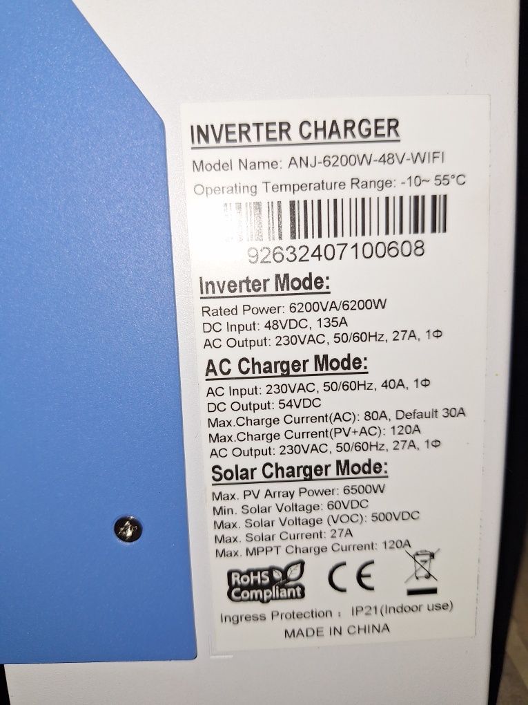 Інвертор 6200W + акумулятор 5.12KWh