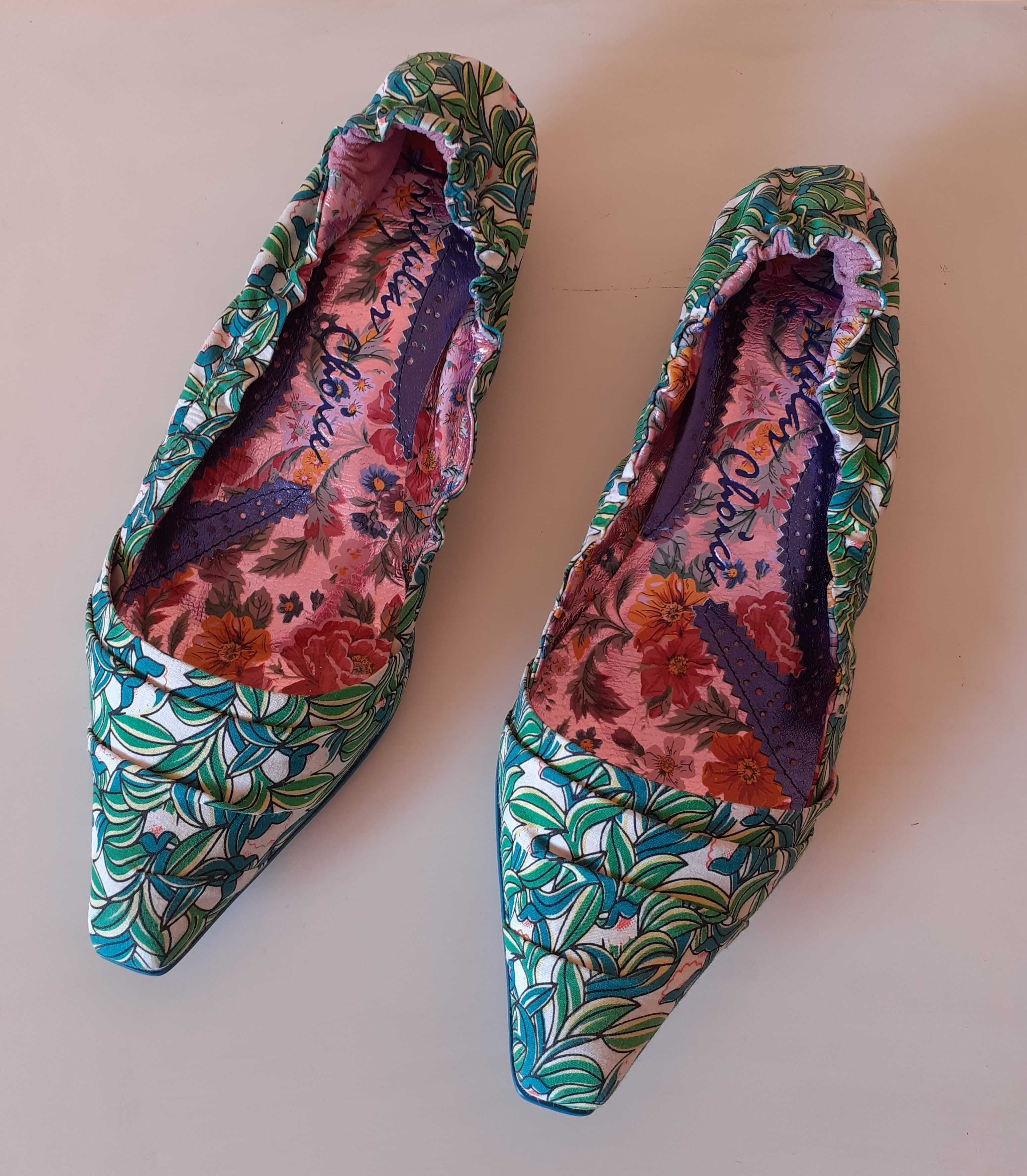 38 UK 5 Nowe buty Irregular Choice zielone kwiaty unikat vintage retro