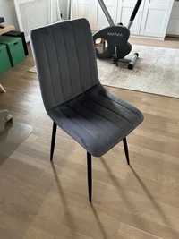 Nowe szare welurowe krzesło fotel eleganckie jadalnia nowoczesne