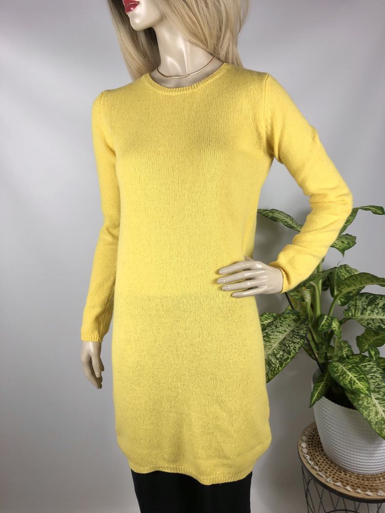 Żółty długi wełniany sweter damski Solar 100% wool na zimę