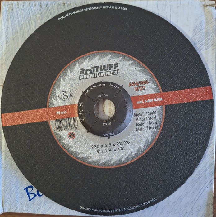 Discos de corte para metal - 230 mm - Marca Rottluff - Novo