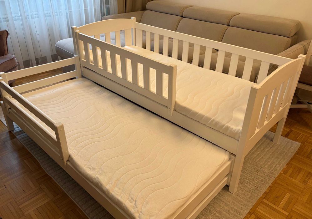 Łóżko LanoMeble dwuosobowe 170x70 dla dzieci. Materace, bariery GRATIS