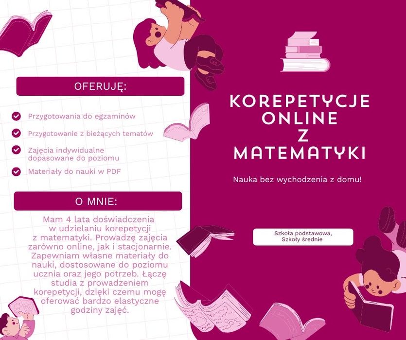 Korepetycje - Matematyka - Poziom szkół średnich i podstawowy