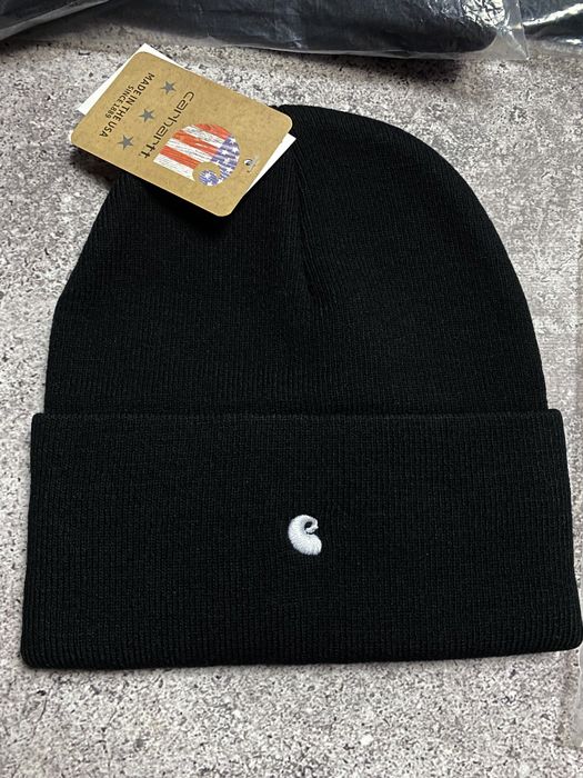 Шапка Carhartt чорна з вишитим лого/ шапка кархарт біні чорна