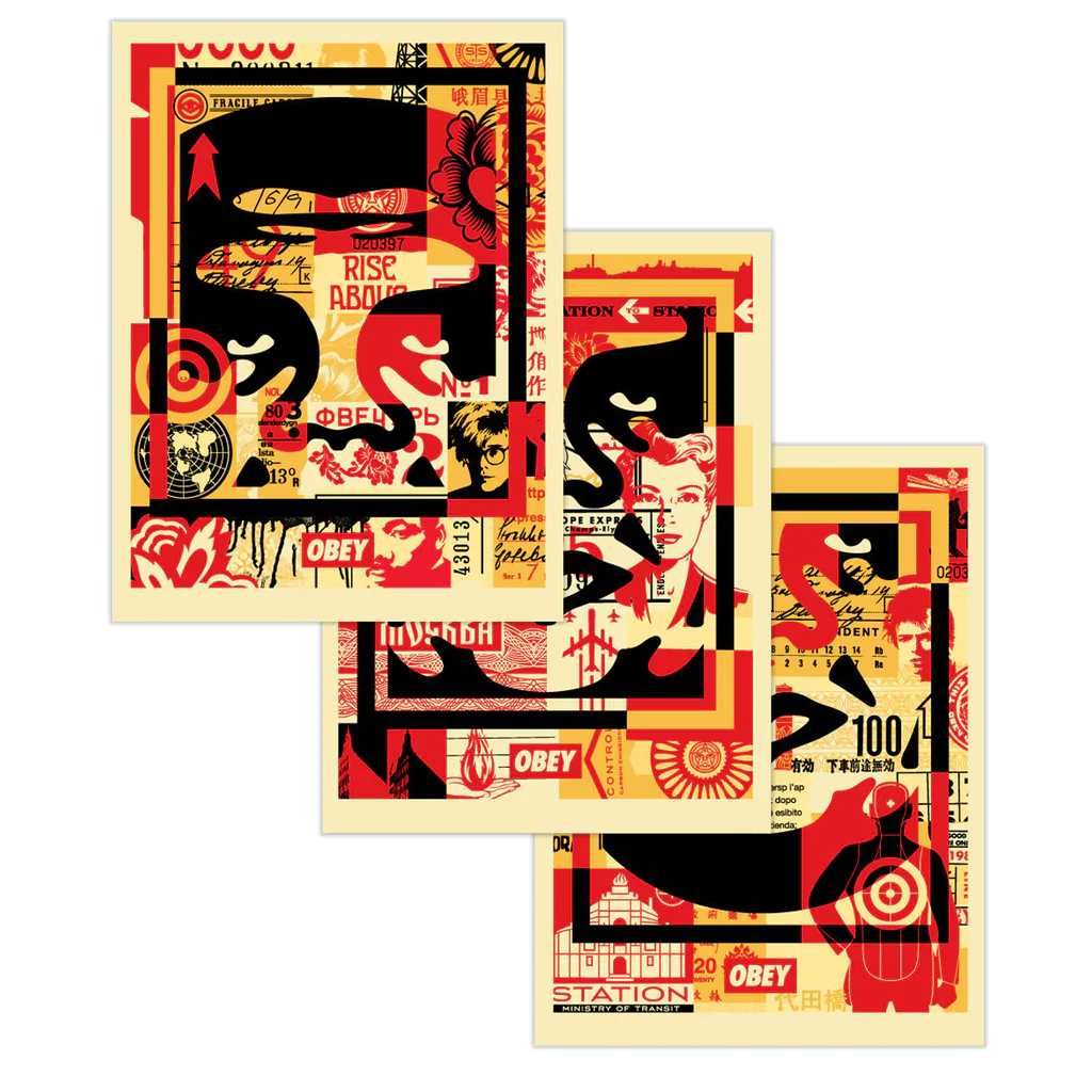 Obey Giant - Shepard Fairey | 3-FACE COLLAGE | Litografia Assinada