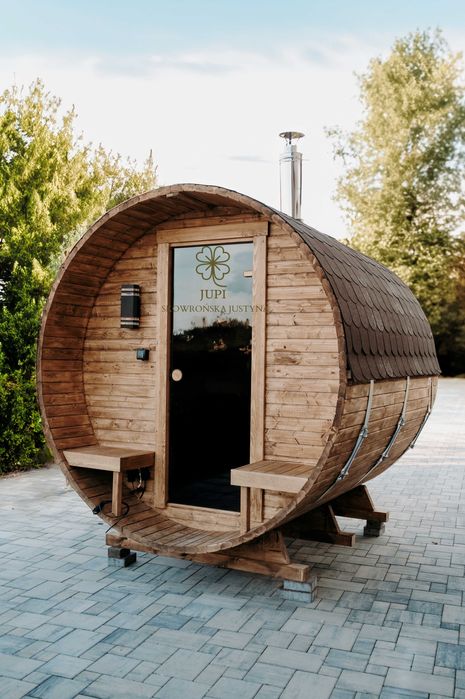Sauna Ogrodowa beczka 235CM z piecem i oświetleniem