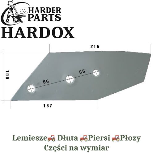 Dłuto Lemken HARDOX 3363.986/P części do pługa 2X lepsze niż Borowe