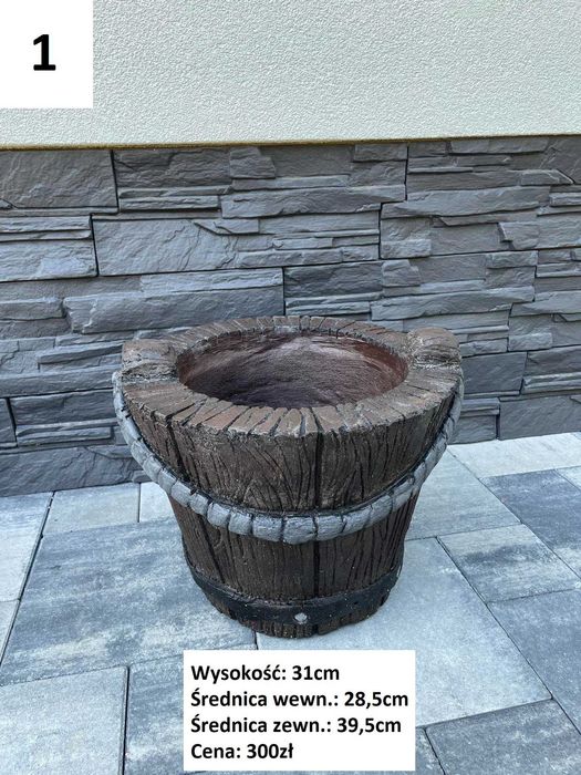 Donice ogrodowe z betonu – imitacja drewna, unikalny wzór, rękodzieło