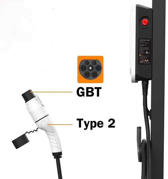 Переходник с Type 2 to GBT для электромобилей из Китая (7.4 кВт.32A)
