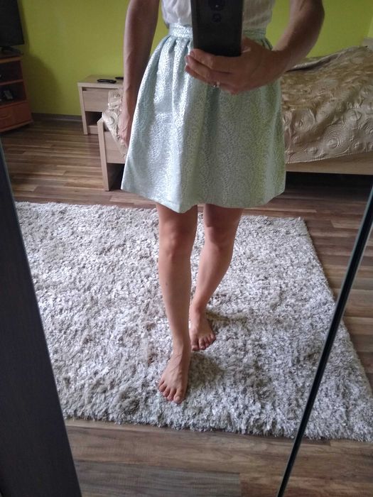 Miętowo srebrna spódnica Mohito, rozm. 34