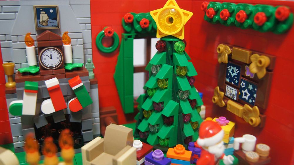 Lego MOC diorama ' Wizyta Mikołaja ' Winter Village Święta christmas