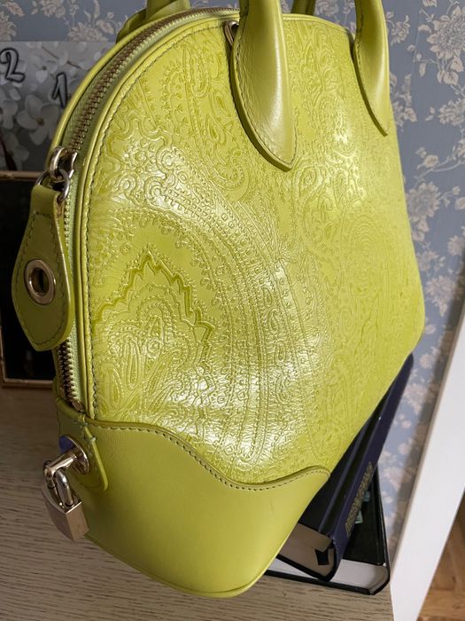 Зелена, Лайм ETRO сумка з рельєфною шкірою із візерунком зі шлейкою