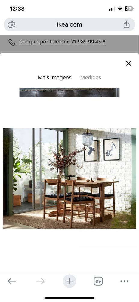 Mesa madeira com 4 cadeiras - nacknas ikea