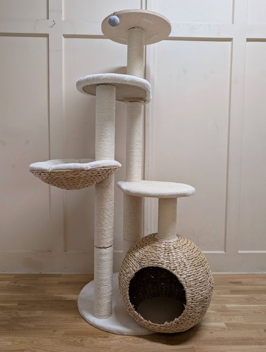 Laguna Drapak dla Kota Kremowy 83x74x160cm WYSOKI DUŻY WIKLINOWY UŻYWA