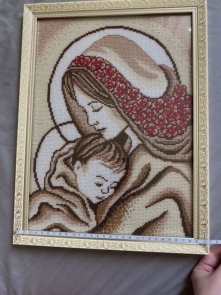 Ікона Марія і Дитя вишита бісером ручна робота