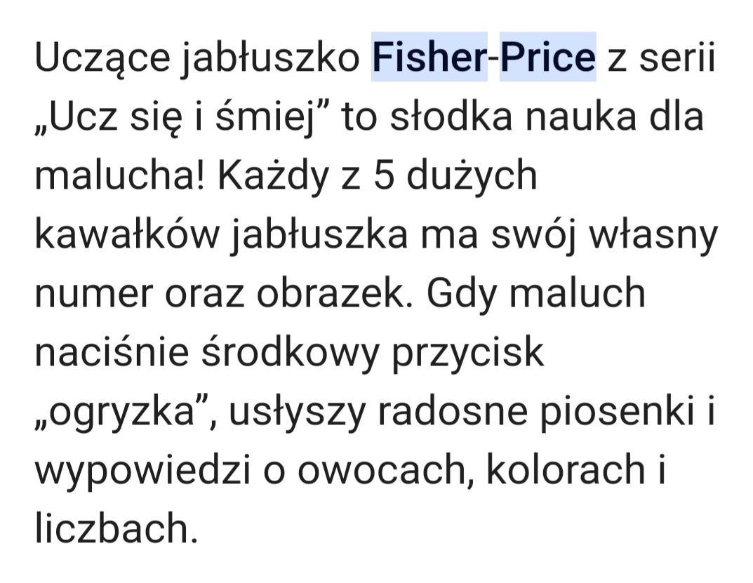 Interaktywne Jabłuszko Fisher Price