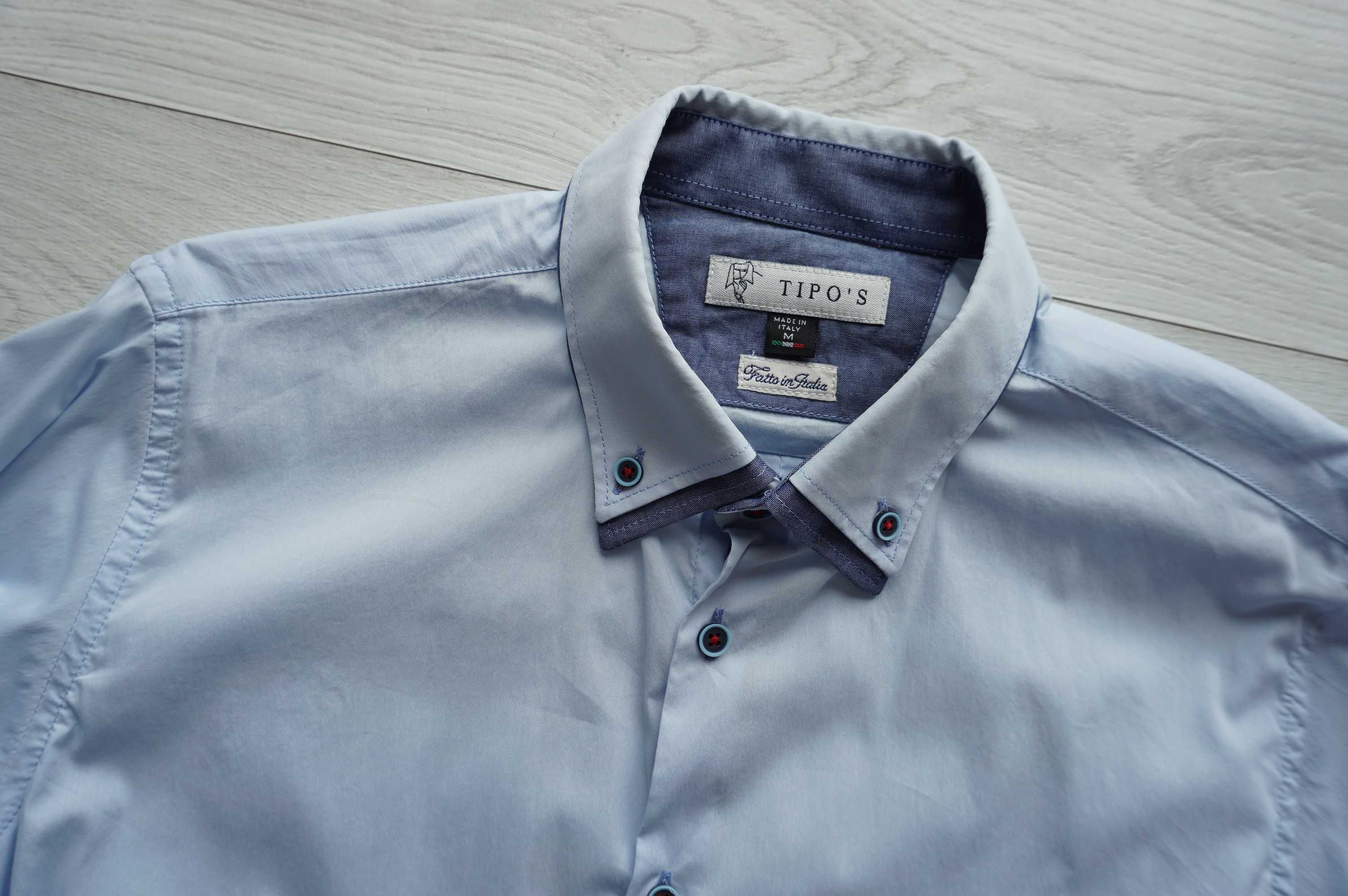 elegancka błękitna koszula do garnituru r.38~ Made in Italy