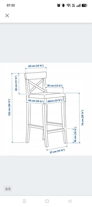 Ikea Ingolf krzesło wysokie stołek barowy hoker Ikea Ingolf
