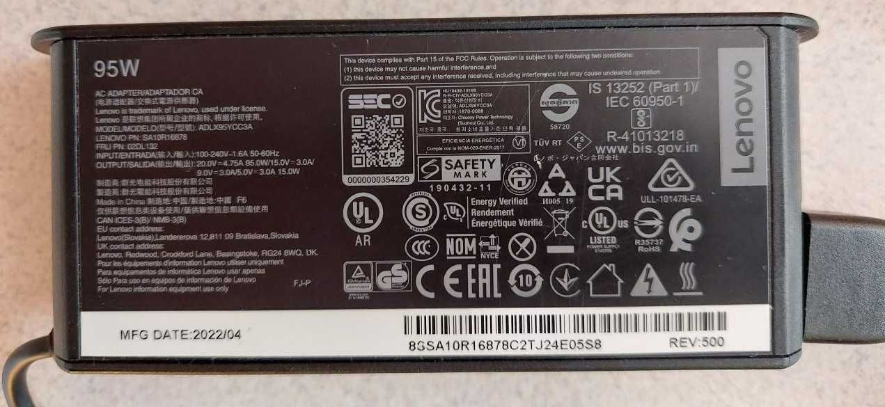 Блок живлення до ноутбуку Lenovo 95W USB-C (потрібує ремонту)