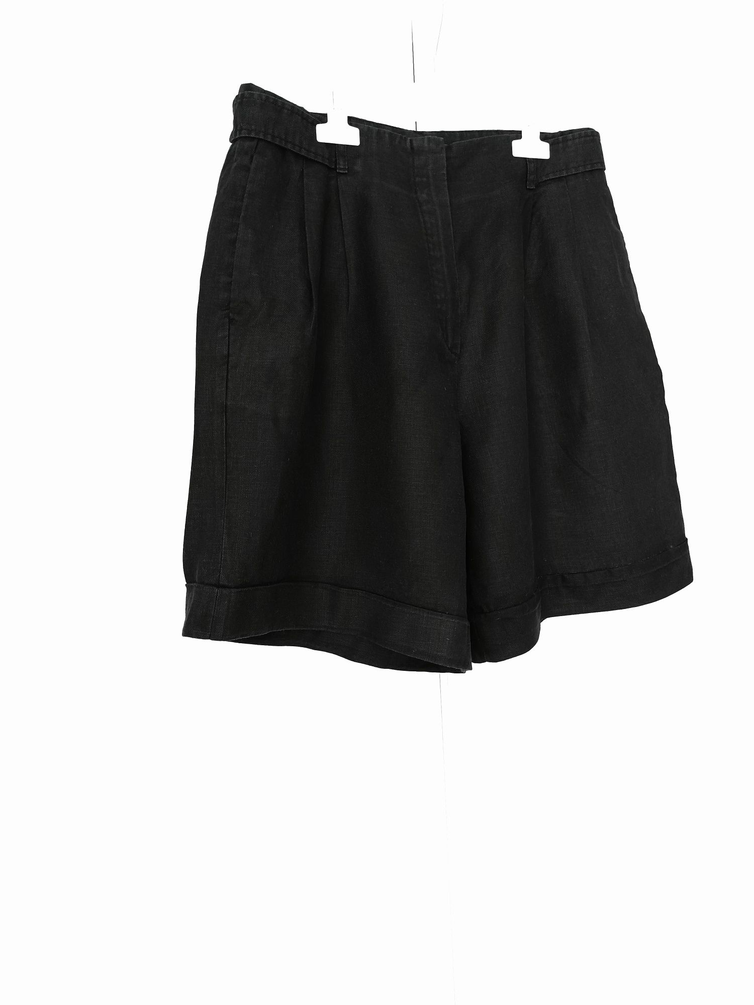 Massimo Dutti lniane spodenki 100% len czarne szorty z zakładkami