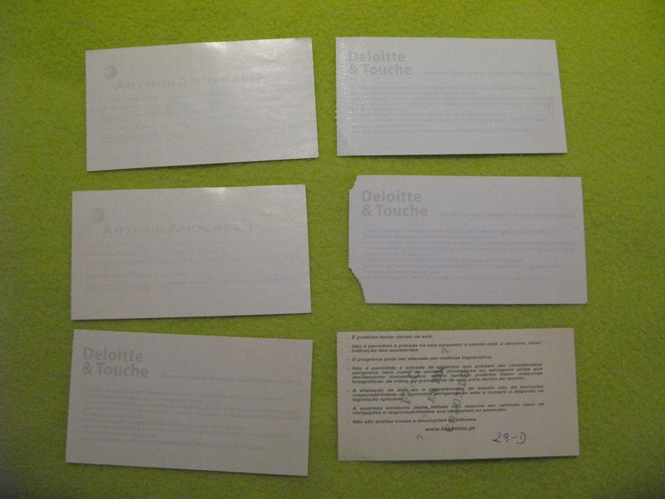 Bilhetes antigos de concertos para Colecionadores