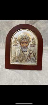 Срібна грецька ікона Святий Миколай