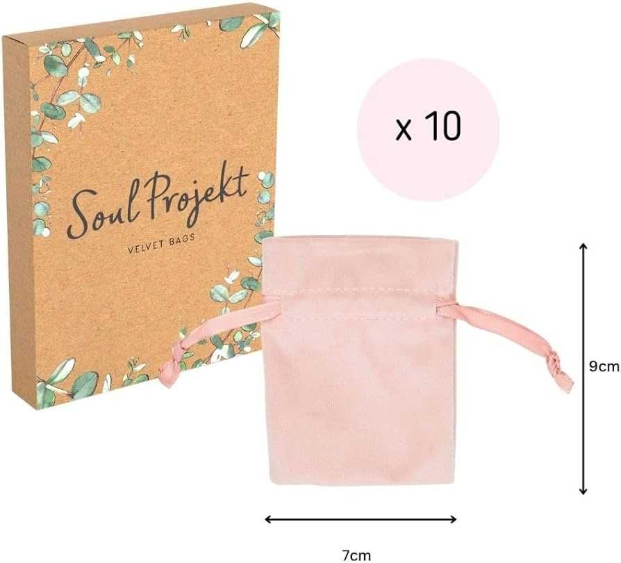 Soul Projekt welurowe woreczki na biżuterię Rose Pink 10 szt. 7x9 cm